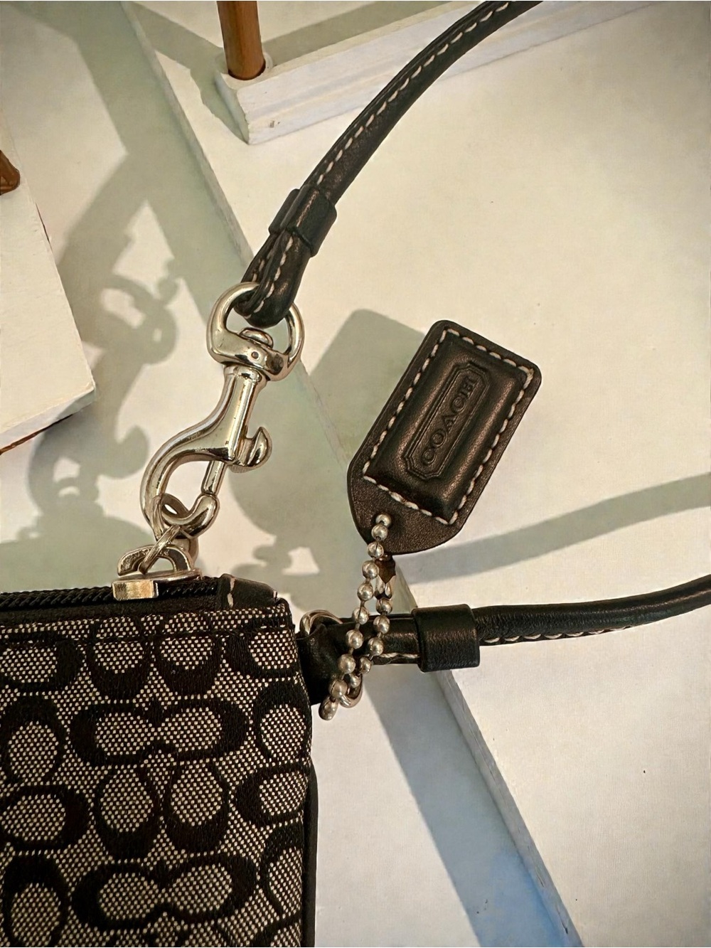 Coach Gray and Black Signature Jacquard Wristlet - Picture 3 of 4